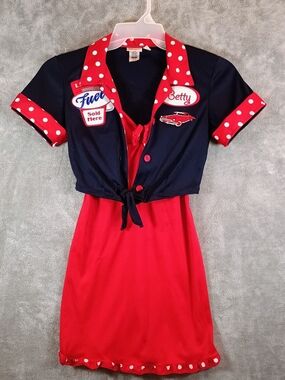 Dreamgirl Red Polka Dot and Navy Retro Dress Set